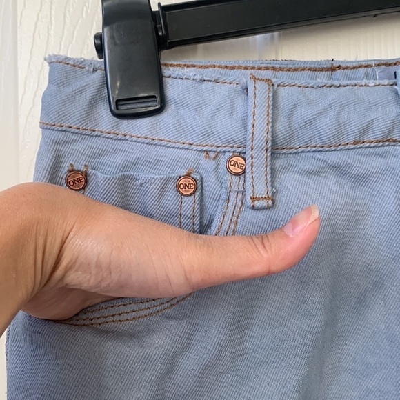 one teaspoon women’s high waist super fitted jean mini skirt raw hem size 26 - Picture 3 of 12